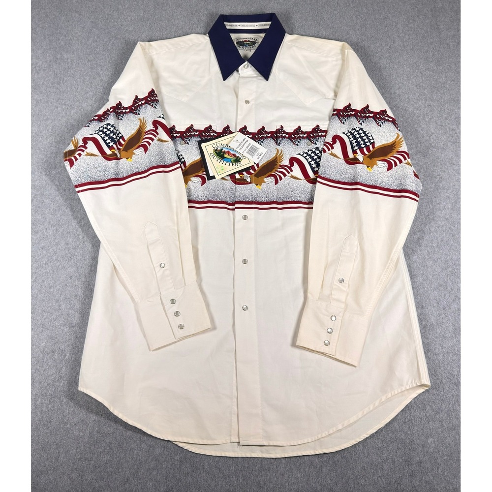 Cumberland Outfitters Pearl Snap‎ Shirt Mens Large EAGLES Long Sleeves NWT